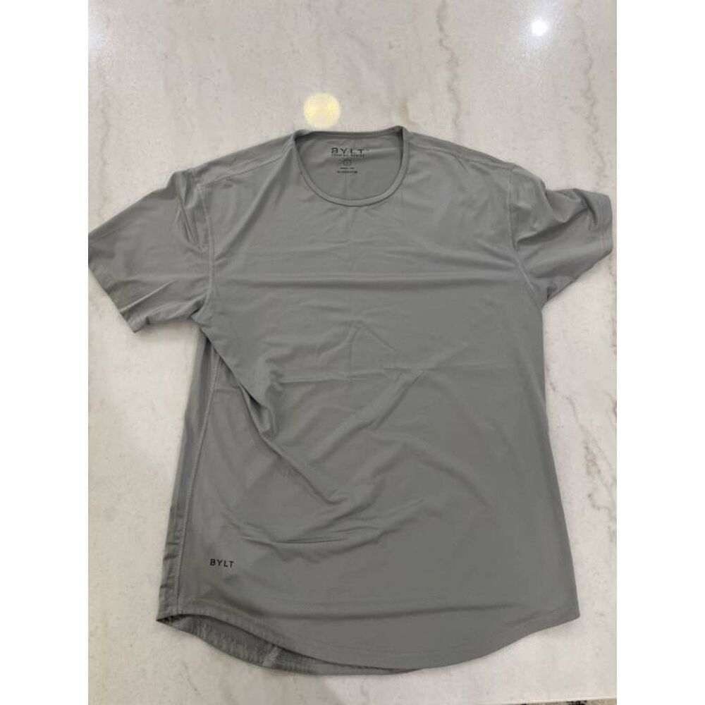 BYLT Premium Basics Men's Large Drop Cut Performance Tee Light Gray